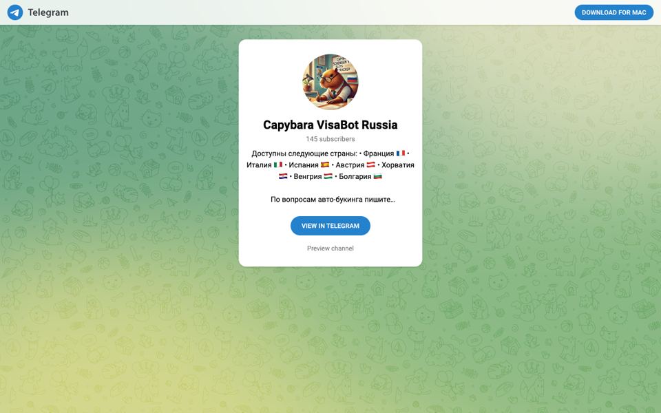 Capybara VisaBot Russia